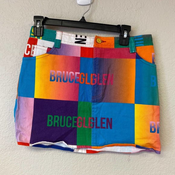 Bruce Glen Happy Logo Mini Skirt Multicolored Size 28 - Picture 4 of 9